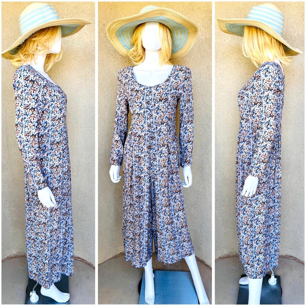 🌸80s-90s Wide Leg Gaucho Floral Jumpsuit 🌸